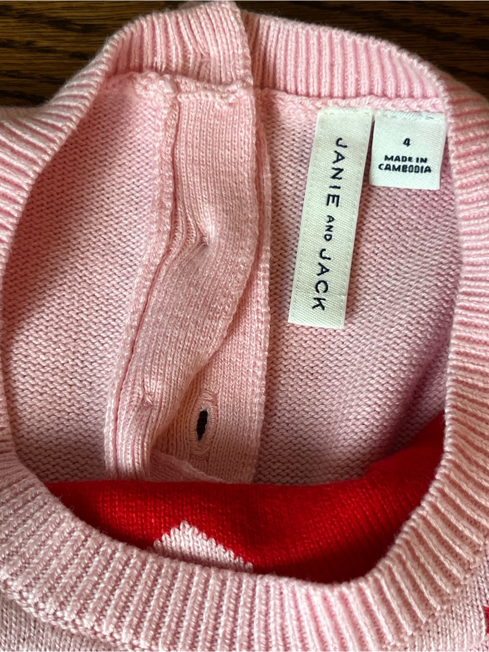 Janie and Jack Pink Knit Heart Dress - Size 4 - Picture 5 of 5